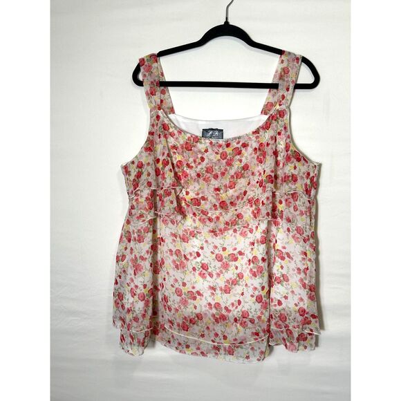 Pat Rego Tops - Pat Rego Women's Plus Size Fully Lined Tiered Camisole Top Size 2X Rose Pattern